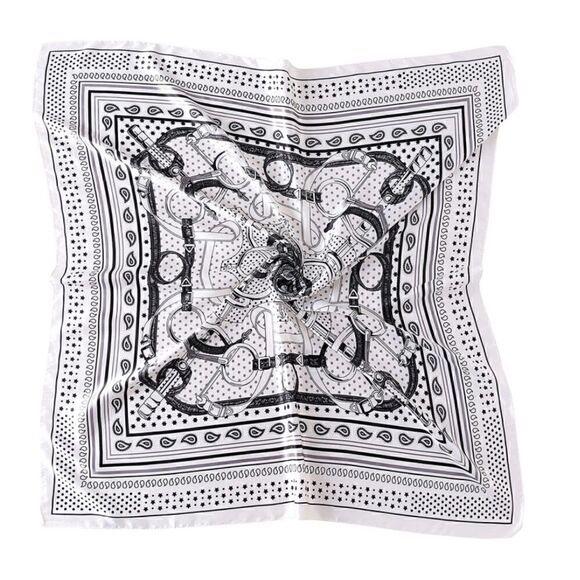 Black and white Silky Scarf